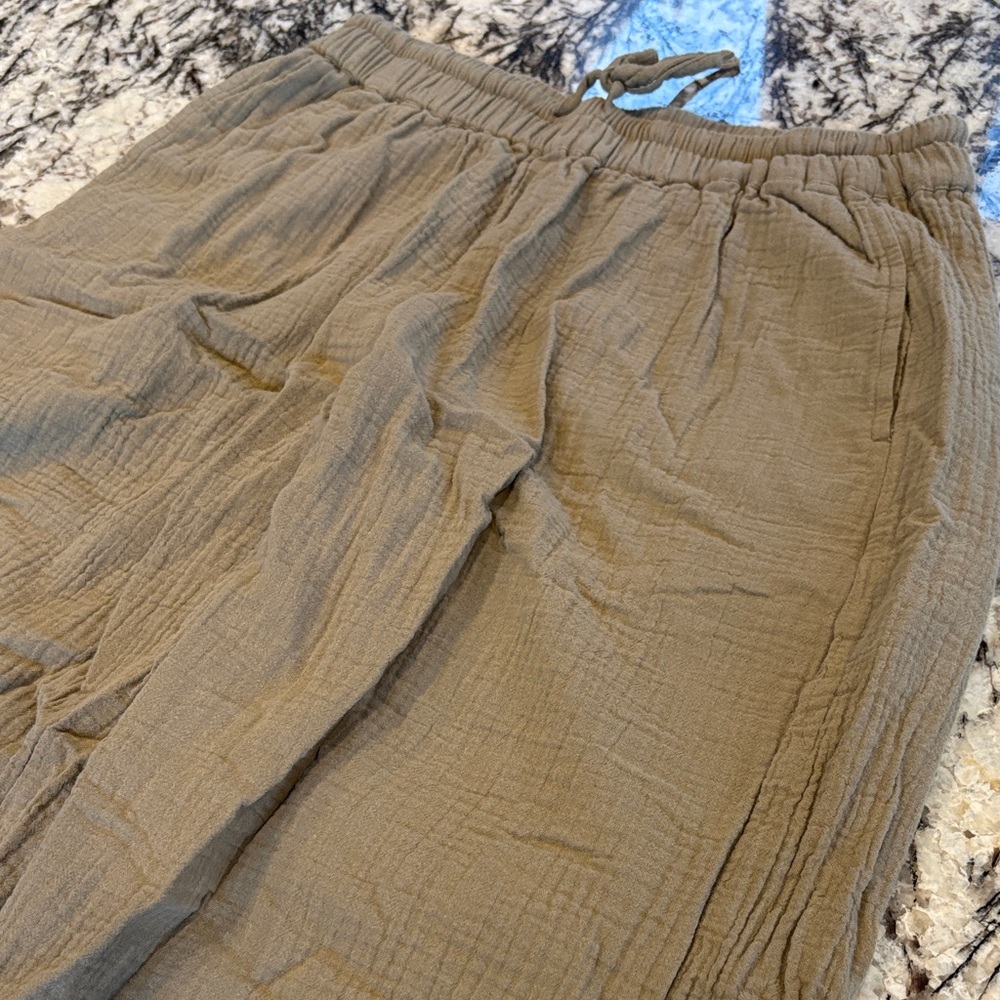 Pact Organic Coastal Double Gauze Split Hem Pant - Dusty Sage - Picture 3 of 6
